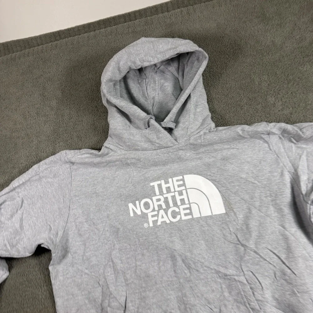 The North Face Mens Half Dome Pullover Hoodie Light Grey Heather XL Logo Fleece